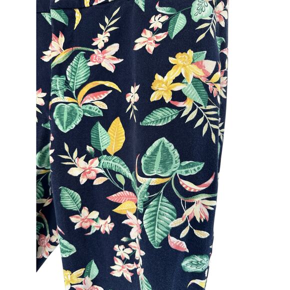 Old Navy Blue Floral Office‎ Secret Slim Pocket Straight Leg Pixie Pants Size 16 - Picture 5 of 12